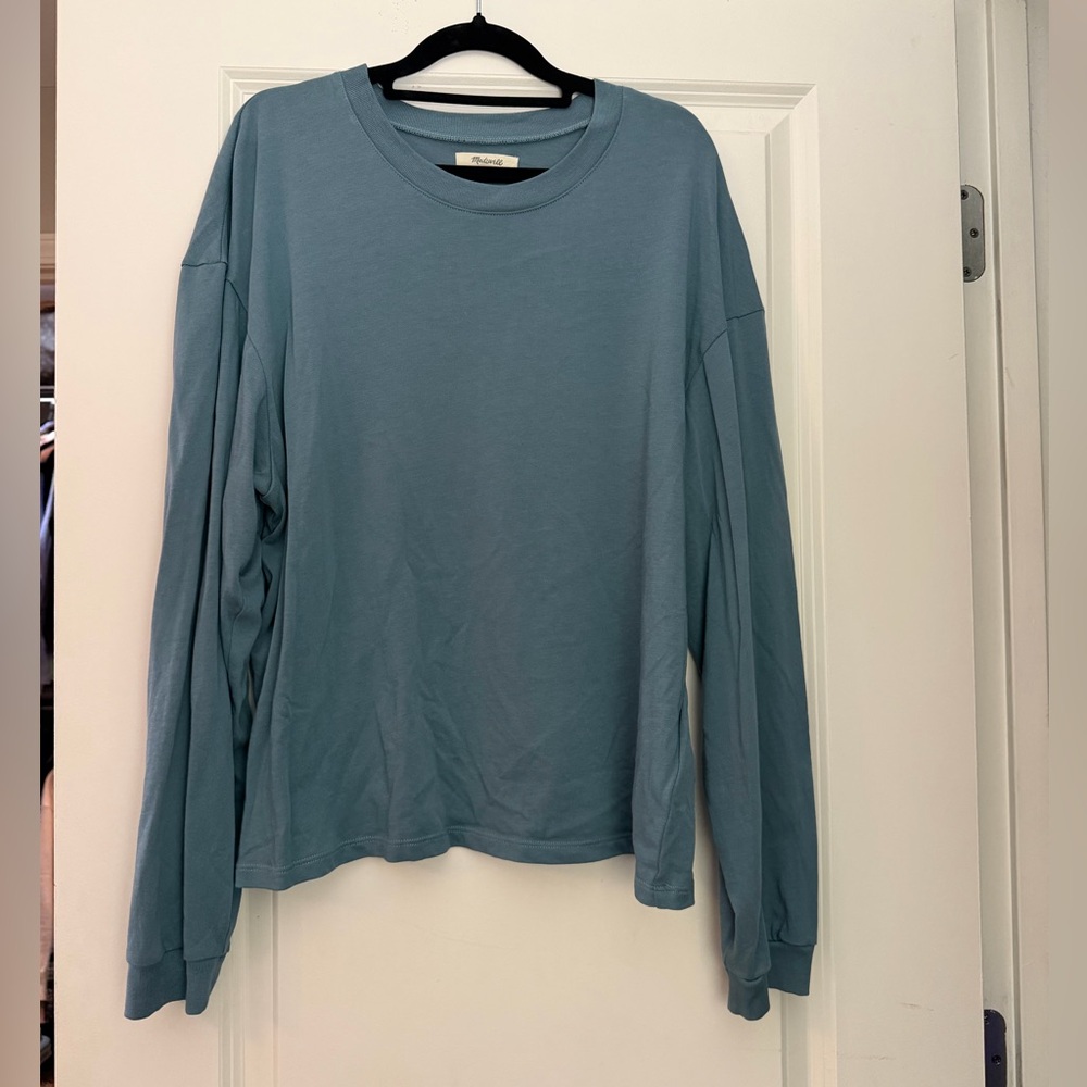 Madewell Dusty Teal Crewneck Long Sleeve Top